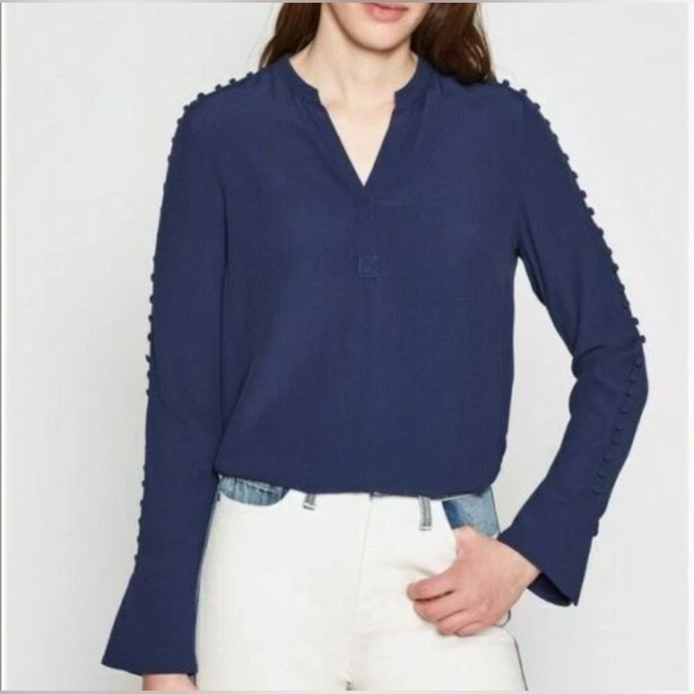 NWT Joie Abe Button Long Sleeve Blouse Midnight Size Medium